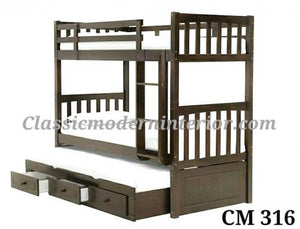 CM 316 Double Deck with Trundle Bed Frame - CLASSIC & MODERN INTERIOR